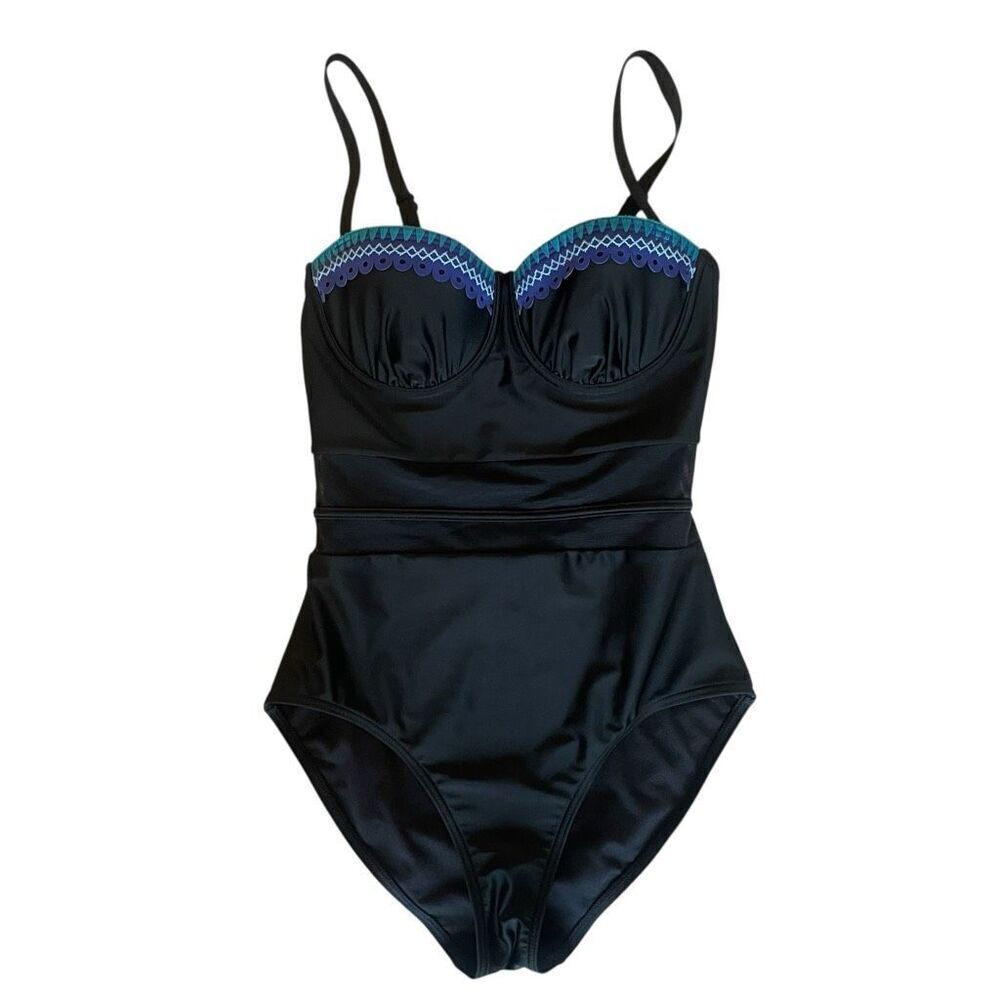 New Seekers Australia One Piece Black Swimsuit  Women’s Sz 6 Small Full Piece